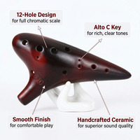 12 Hole Alto Musical Instrument for Beginners, Easy to Learn Ocarina with Beautiful Sound, Ceramic Instrument for Music Students, Gift for Adults