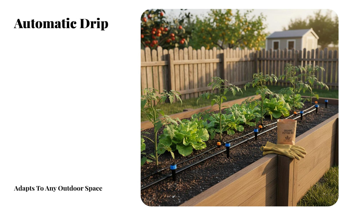 Drip Irrigation Kit Easy to Assemble Automatic Plant Watering System Water Saving DIY Watering Kit for Homeowners, Greenhouse, Volume Er Bed