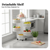 Multitier Design Rotating Corner Produce Basket Space-Saving 5-Tier Rotating Basket Cart Sturdy framework Organizer Rack Easy Assembly for Home Cooks, Apartment Dwellers, Homeowners, Kitchen, Narrow Spaces, Pantry, Bathroom