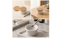 Ceramic Brush Washer with Steel Mesh Ribbed Brush Cleaning Cup with Lid Space-Saving for Painting