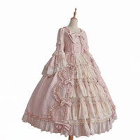 Doll-Like Princess Dress Voluminous Skirt Multi-Layered Lace Patchwork Dress Ribbon Feature Cosplay Formal Gown Vintage Inspired