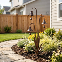 Rustic Iron Bluebell Wind Chime Garden Stake