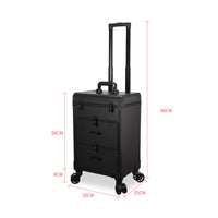 Telescopic Handle Makeup Trolley Case Wheeled Rolling Makeup Case Aluminum Frame Beauty Storage Portable for Studio