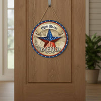 American Theme Door Sign Reusable American Plaque Weather Resistant Independence Day Circular Decor for Window