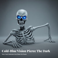 Skeleton Bust with Blue Eyes | Eerie, Creepy, Half-Body Skeleton, for dark manor