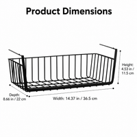 Under Shelf Storage Basket, Metal Wire Organiser, Hanging Storage Basket for Kitchen, Cupboard, Desk, Bedroom, Dormitory, Space Saving