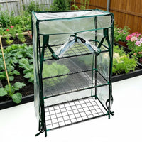 Three-Tier Greenhouse Shelf Clear PVC Plant Greenhouse Shelf Wire-Mesh Shelves