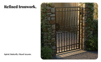 Rust-Proof Wrought Iron Single Gate Resistant European Design Garden Door Long-Lasting Construction Modern Chinese Design Iron Gate Easy to Install for Homeowners, Property Owners, Contractors, Courtyard