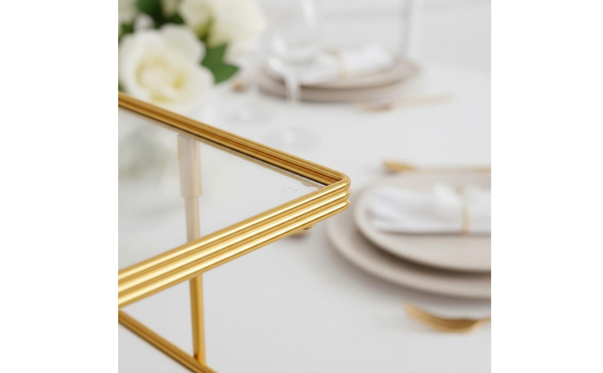 3 Tier Dessert Display Stand Glass Shelves 3 Tier Cake Stand Tableware Sturdy Metal Frame for Wedding
