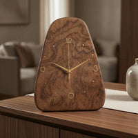 Rounded Irregular Wood Clock Easy to Read Wooden Desk Clock for Tabletop