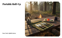 Roll Bag Water-Resistant Canvas Roll Heavy-Duty Multiple Compartments Cutlery Pouch for Chefs, Cooks, Camping, camping