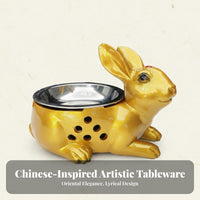 Hare Shaped Serving Bowl High-End Tableware Creative Dry Chilled Bowl Heating Function Hot Pot Serving Vessel for Restaurants, Banquets, Parties