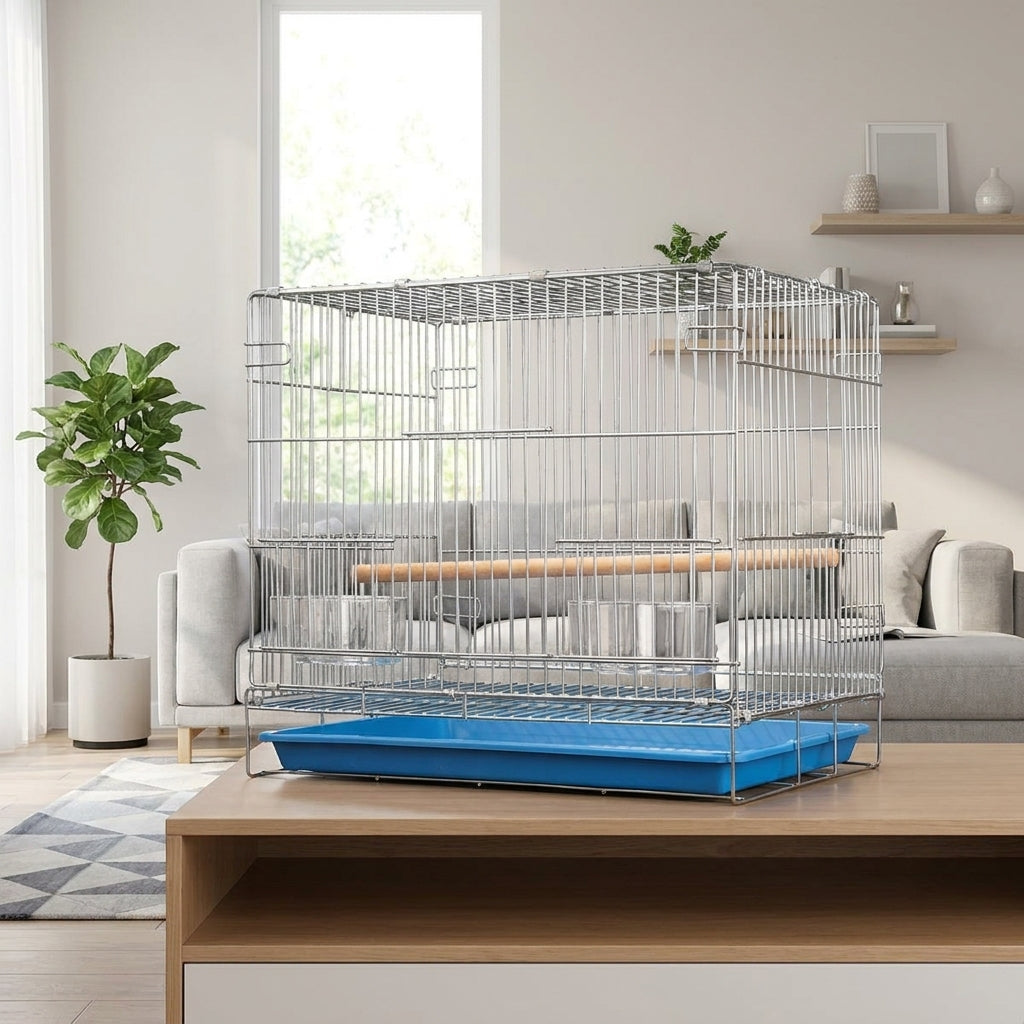 K22 Standard Folding Cage Metal Construction with Pull-Out Tray, Large Indoor Breeding Budgie Cage and Cockatiel Cage for Small Birds