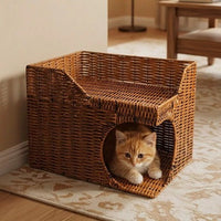Half-Round Pet Cat Nest Woven Seagrass Hanging Basket