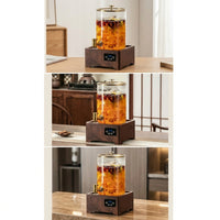 Large Capacity Cold Water Dispenser with Faucet, Commercial Restaurant Front Desk Glass Beverage Bucket, High Temperature Resistant Insulated Tea Barrel Set