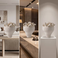 Vase with Ruffled Edges Organic Ceramic Vase Artful Simplicity Vessel for Mantel