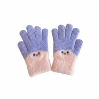 Cold-Proof children's Five-Finger Gloves Soft and Comfortable Cartoon Face Warm Gloves Elastic Fit for Boys, Girls, Cycling, Playing, Hiking