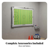 Aluminum Alloy Frame Football Board Hangable Portable Soccer Strategy Board Lightweight for Team Managers, Training, Locker Room