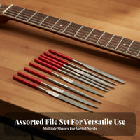 10 Pieces Professional Guitar Fret File Set Multipurpose Use Guitar Nut Slotting File Set Multifunctional for Luthiers, Guitarists, Fretwork