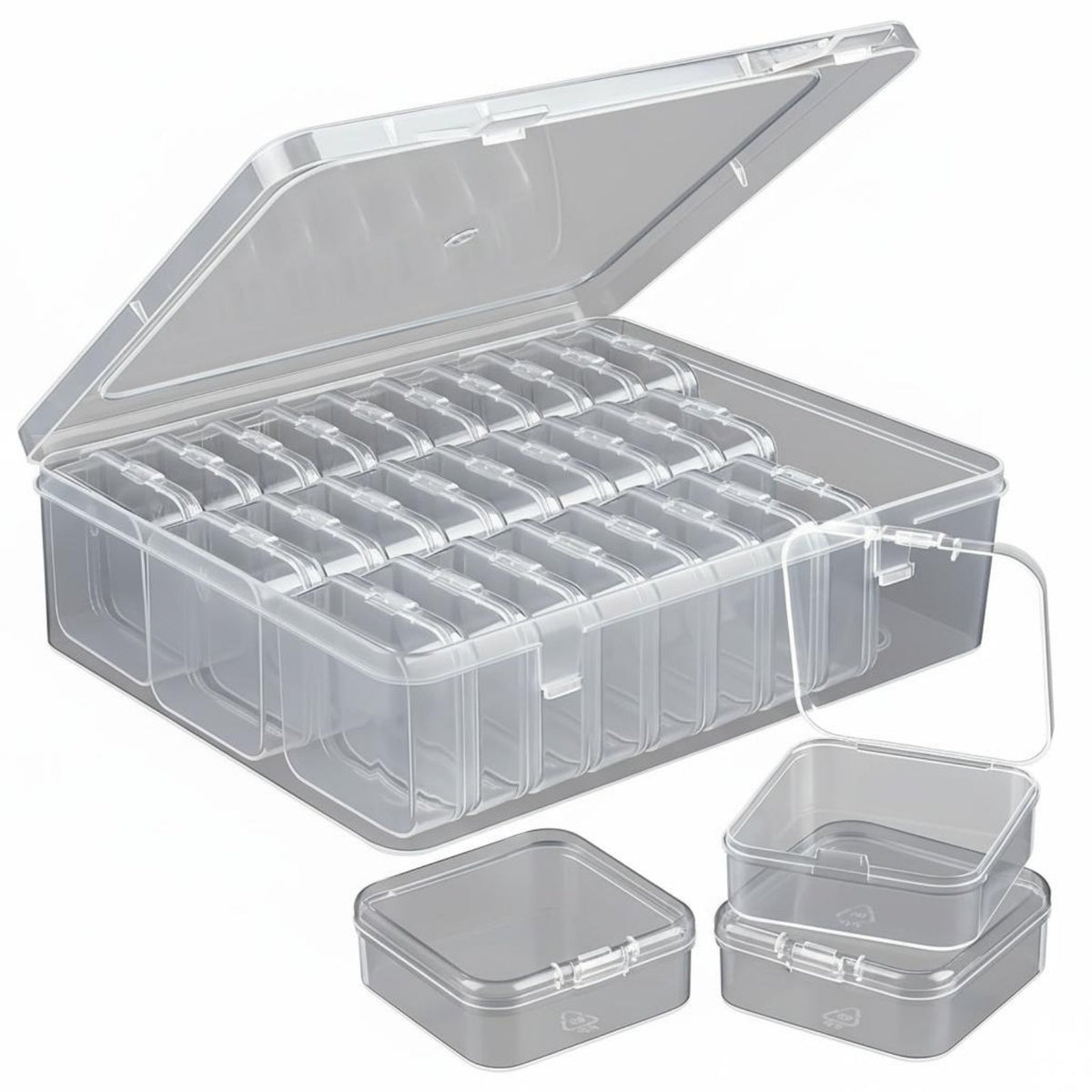 16 Pieces Bead Storage Containers Dustproof Adjustable Grid Bead Box Portable