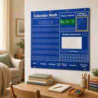 Math Calendar Pocket Chart Elementary Preschool Math Calendar Multi-Functional Classroom Pocket Chart for Young Children