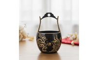 Brass Bucket with Handle Embossed Dragon and Fabled Avian Bucket Polished Ornament for Newlyweds, Collectors, Wedding