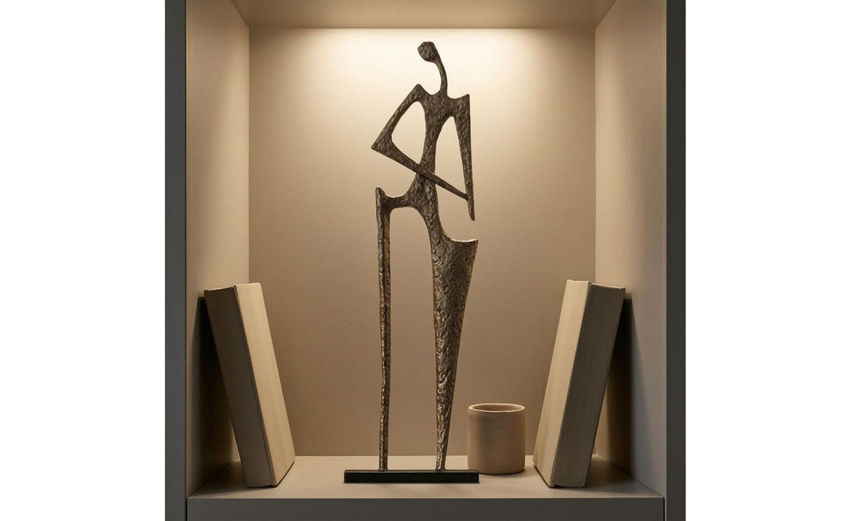 Abstract Human Sculpture Elongated Standing Figure Ornament Marble Base Human Figure Sculpture for Entryway, Model Room