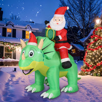 6FT Inflatable Christmas Santa Riding Dinosaur with Gift Box, AU Plug