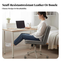 Ergonomic rearrest Armless Cross-Legged Chair 360-Degree rotating Armless Wide-Seat Rolling Chair Height Adjustable Office Furniture Modern Design for Students, telecommuter Workers, People Who Practice mindful movement, Bedroom, Study Room