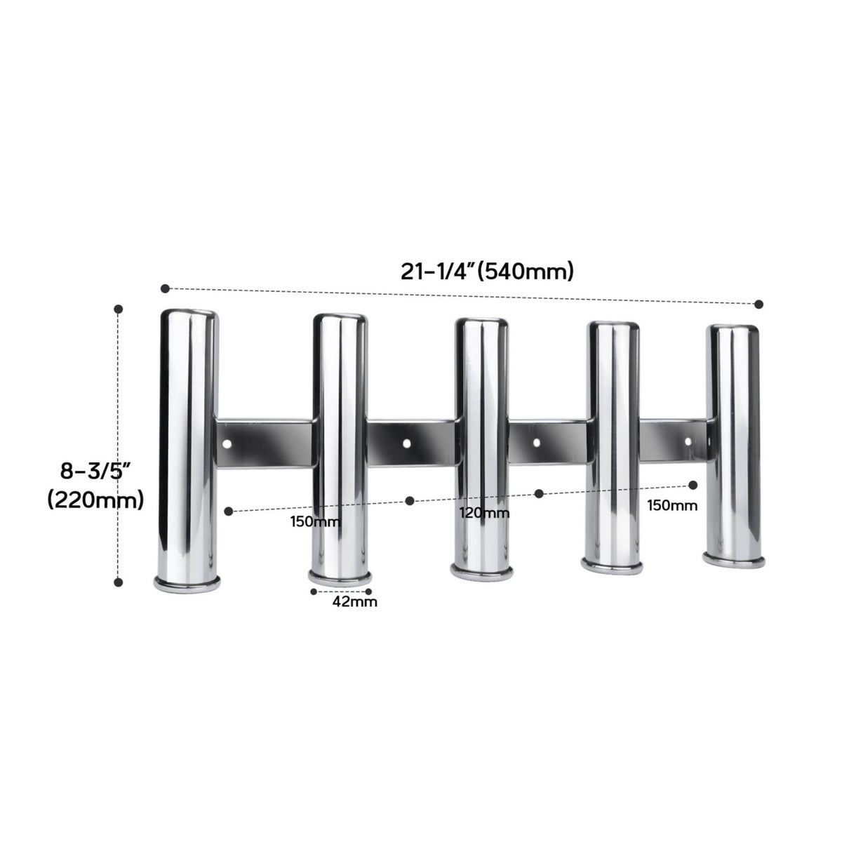 Boat Fishing Rod Holder Heavy Duty 5-Tube Fishing Rod Holder No Sharp Edges for Anglers, Yacht, Marine