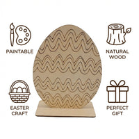 Unfinished Easter Wood Shapes Pre-Drilled Hole Wooden Bunny and Egg Cutouts Smooth Surface Unfinished Easter Wood Cutouts for Crafters, Families DIY