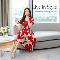 Summer Dress for Plus Size Women with V-Neck and Flattering Midi Length, Loose Waist Design for Comfortable Casual Wear, Polyester Material