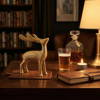 Elk Bottle Opener Engraved Brass Elk Opener Gold-Toned Deer Desk Ornament