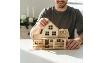 House Wooden Model Kit Creative Gift DIY Woodcraft House Kit Smooth Edges DIY Miniature Model Set for Children, Window Display