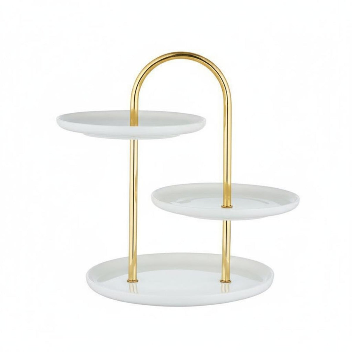 Electroplated Frame 3-Tier Dessert Stand Multi-Layer Storage Tiered Serving Tray Light Luxury Design Ceramic Cupcake Holder Easy to Clean for Wedding, Afternoon Tea, Party, Birthday