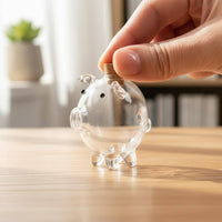 Valentine's Day Gift Mini Pig Glass Bottle Compact Size Transparent Pig Currency Bank Stable Base Clear Glass Coin Jar Cork Stopper for Bedroom