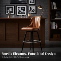 Rotating Counter Chair with Backrest Vintage Counter Bar Seating Built-in Footrest Padded Padding for Adults, Reception Area