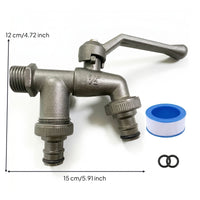 Zinc Alloy Metal Faucet Adapter Valve Lever Handle Hose Adapter Valve Polished Shiny Finish Threaded Faucet Connector Rubber Sealing Rings