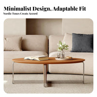 Minimalist aesthetic doublelevel Oval Accent Piece mid-centuryera Modern Aesthetic Coffee Table Space-Saving Living Room Furniture Sturdy Construction for Apartment Dwellers, Interior Design admirers, Office Managers, Lounge Area
