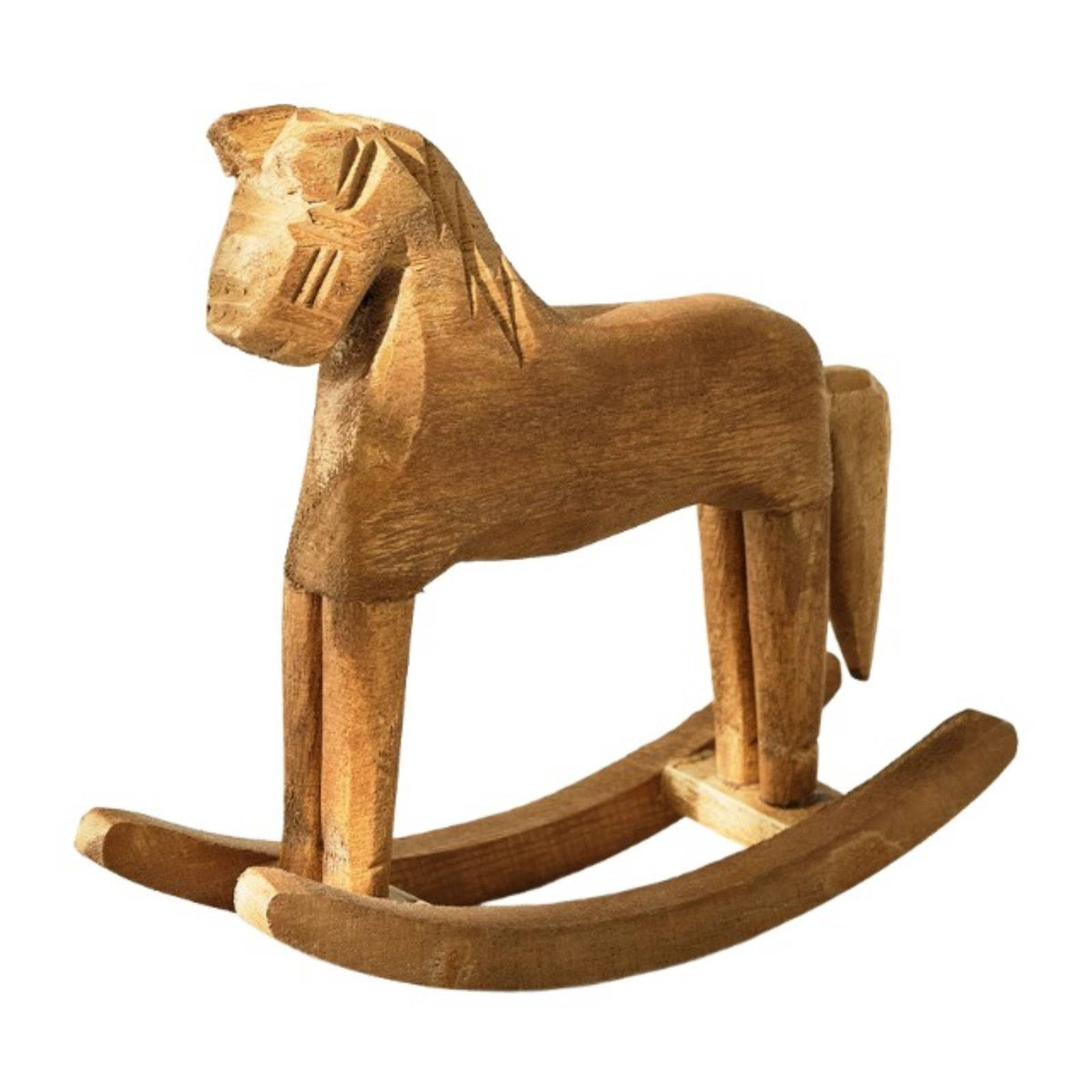 Wooden Rocking Horse Hand-Carved Rocking Horse Figurine Farmhouse for Shelf