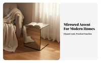 Geometric Design Mirrored Cube Table Multi-Functional Mirrored Pedestal Luxurious Look Display Stand Creates Illusion of Space for Photographers, Interior Designers, Homeowners, Photo Studio, Bedroom, Living Room, Entryway