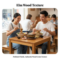 Solid Wood Rustic Wooden Table and Stool Combo Sturdy Construction Commercial Furniture Natural Grain Dining Set Industrial Design for Restaurant Owners, Homeowners, Renters, Pasta Shop, Snack Bar, Cafeteria, Breakfast Nook