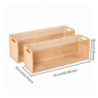 2 Pieces Natural Wood Grain Acrylic-Top Storage Box Handle Cutouts Wooden Toy Chest Rectangular Toy Storage Box Simple Design for Classroom, Home