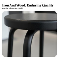 Solid Wood Seat Backless Round Top Stool Simple Modern Design Backless Round Stool Industrial Design Bar Chair Footrest Included for Homeowners, Business Owners, Interior Designers, Retail Shop, Cafe, Kitchen Island, Restaurant