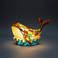 Whale Night Light Multicolor Decorative Figurine Ocean-Themed for Desk, Bedroom