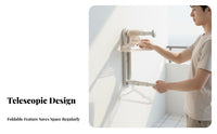 Drilltool-Less Installation Retractable Hanging Rod Extendable Design Retractable Hanger Stacker Foldable Household Storage Space-Saving for Apartment Dwellers, Homeowners, RV Owners, Balcony, Small Areas, Closet, Bathroom