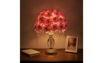 Romantic Rose Petal Lamp Warm Lamp with Crystal Drops Soft Realistic for Reading Corner