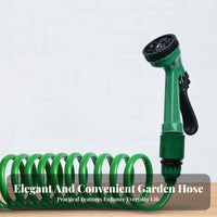 Self-Coiling Coiled Hose Pipe Compact Storage Garden Hose with Spray Nozzle Long-Lasting for Gardeners, Car Owners, Outdoor, Patio