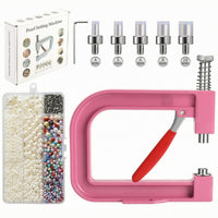 Interchangeable Tips Manual Bead-Setting Machine Coil-Driven-Loaded Hand-Press Bead Setter Metal Body Beads Rivet Fixing Machine Red Lever Handle for Jewelry Makers, Crafters, Workshop