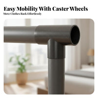 Rolling Clothes Rack Foldable Freestanding Garment Rack Mobile Clothes Stand Large Capacity Portable Closet Organizer